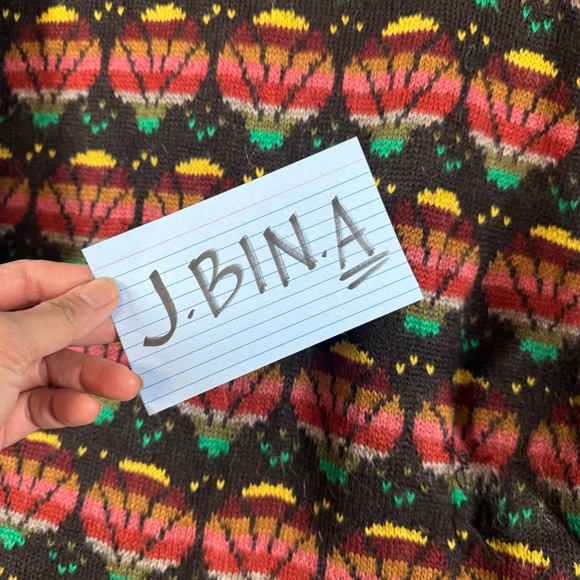 Vintage L.A.M. Alpaca Knit Cardigan Multicolor Size 44 Oversized Boho Relaxed - Picture 16 of 16